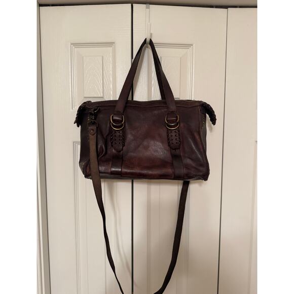 FRYE Handbags - Rare FRYE Chocolate Brown Leather Braided Samantha Satchel Bag